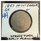 1897 Liberty Nickel Mint Error on Split Planchet