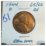 1944-D WHEAT PENNY CENT UNC