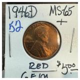 1946-D WHEAT PENNY CENT GEM RED