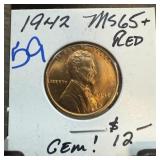 1942 WHEAT PENNY CENT GEM