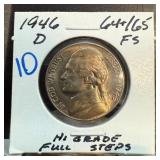 1946 D Jefferson Nickel Graded 64/65 FS