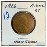 1926 Lincoln Wheat Cent in High Grade AU55