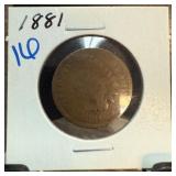 1881 Indian Head One-Cent Coin in Holder
