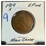 1919-S Lincoln Wheat Cent in Extra Fine Condition