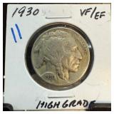 1930 Buffalo Nickel VF/EF High Grade