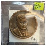 MEDALLIC ARTS JFK BRONZE TOKEN