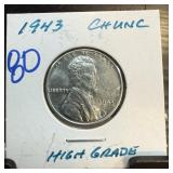 1943 STEEL WHEAT PENNY CENT UNC HIGH GRADE