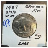 1937-S/S/S BUFFALO NICKEL RPM-002 RARE