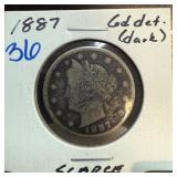 1887 Liberty Head Nickel in Dark Condition