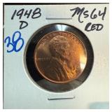 1948-D Lincoln Wheat Cent MS64 RD in Holder