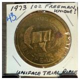 1973 1oz Freeman Uniface Trial Piece Coin
