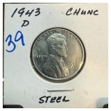 1943-D Lincoln Steel Cent in Choice Uncirculated