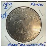 1971-D UKE DOLLAR FD-901 FRIENDLY EAGLE VARIETY