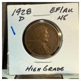 1928 D Lincoln Wheat Cent EF/AU Condition