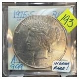 1925-S PEACE SILVER DOLLAR HIGH GRADE