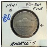 1941-S JEFFERSON NICKEL LARGE S