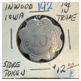 INWOOD IOWA 10C STORE TRADE TOKEN