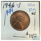 1946-S WHEAT PENNY CENT GEM BU