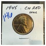 1945 WHEAT PENNY CENT RED UNC