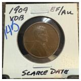 1909 WHEAT PENNY CENT VDB SCARCE DATE