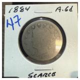 1884 LIBERTY V NICKEL SCARCE DATE