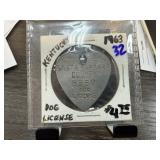 VINTAGE 1963 KENTUCKY DOG LICENSE