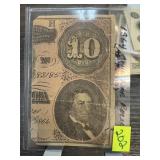 CIVIL WAR CONFEDERAT $10 PARTIAL NOTE
