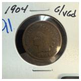 1904 INDIAN HEAD PENNY CENT