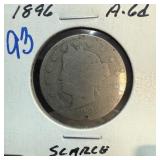 1896 LIBERTY V NICKEL SCARCE