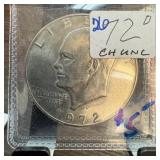 1972 Eisenhower Silver Dollar Coin in Holder