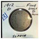 1912-D LIBERTY V NICKEL SCARCE