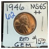1946 WHEAT PENNY CENT GEM RED