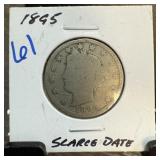 1895 LIBERTY V NICKEL SCARCE DATE