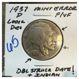 1937-D BUFFALO NICKELS MINT ERRORS