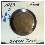 1923-S WHEAT PENNY CENT SCARCE DATE