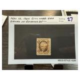 1864 CIVIL WAR ERA SIGNED 1ST REVENUE STAMP