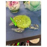 Green and Clear Glass Turtle Figurine