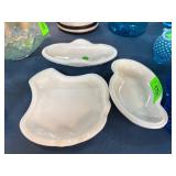 3 Pres Cut Milk Glass Dishes