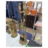 Brass Fireplace Tool Set with Stand