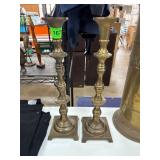 Brass Candlesticks with Square Bases