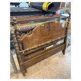 Twin Walnut Wooden Bed Frame With Decorative Accen