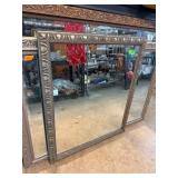 Elegant Ornate Silver-Tone Large Framed Mirror