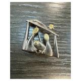 Sterling Silver Nativity Scene Brooch