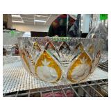 Bohemian Cut-to-Clear Crystal Bowl with Floral Des