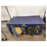 Blue Metal Trunk With Wooden Interior