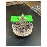 Florenza Jeweled Decorative Trinket Box with Fleur