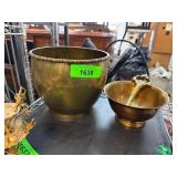 Two Brass Bowls with Decorative Key