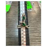Silver Snake Ring with Green and Red Stones