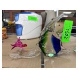 Glass Figurines of Fish and Hummingbird