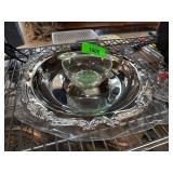 Silver-Plated Serving Tray with Glass Bowl